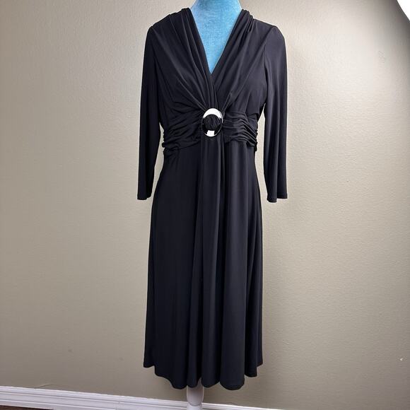 Jones of New York Dress Black Women 14 knee length ruched - Picture 1 of 14